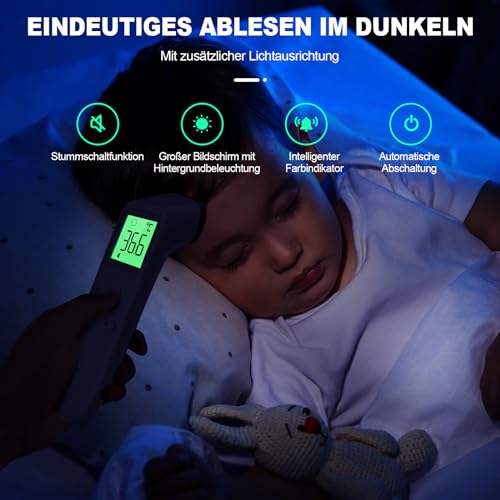 Viproud Fieberthermometer für Babys Kinder Erwachsene, Kontaktloses Stirnthermometer, Digitales...