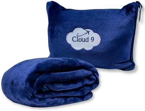 Cloud 9 Airline Travel Blanket Compact with Bag, Airplane Blanket...