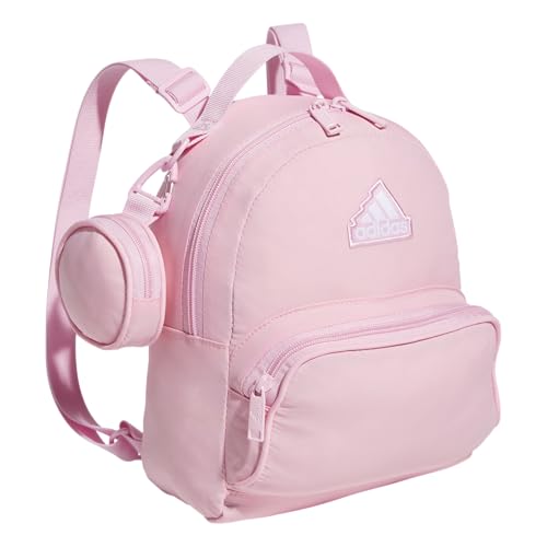 adidas Mini mochila feminina – bolsa pequena para viagens, academia, festival e muito mais, Rosa verdadeiro, One Size, Mini mochila feminina – bolsa pequena para viagens, academia, festival e muito