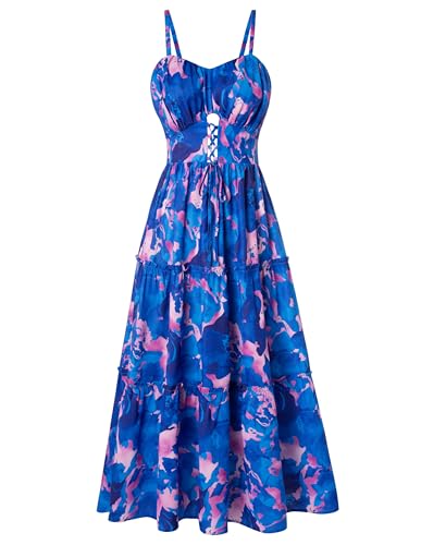 Image of GRACE KARIN 2026 Women's Spaghetti Vacation Sundress Summer Beach Flowy Boho Floral Maxi Dresses with Pockets