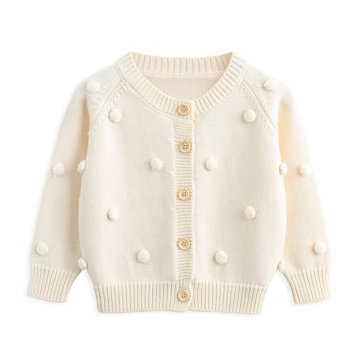 Image of Simplee kids Baby Girl Thin Sweater Solid White Pink Cardigans for Toddler 0-3Years