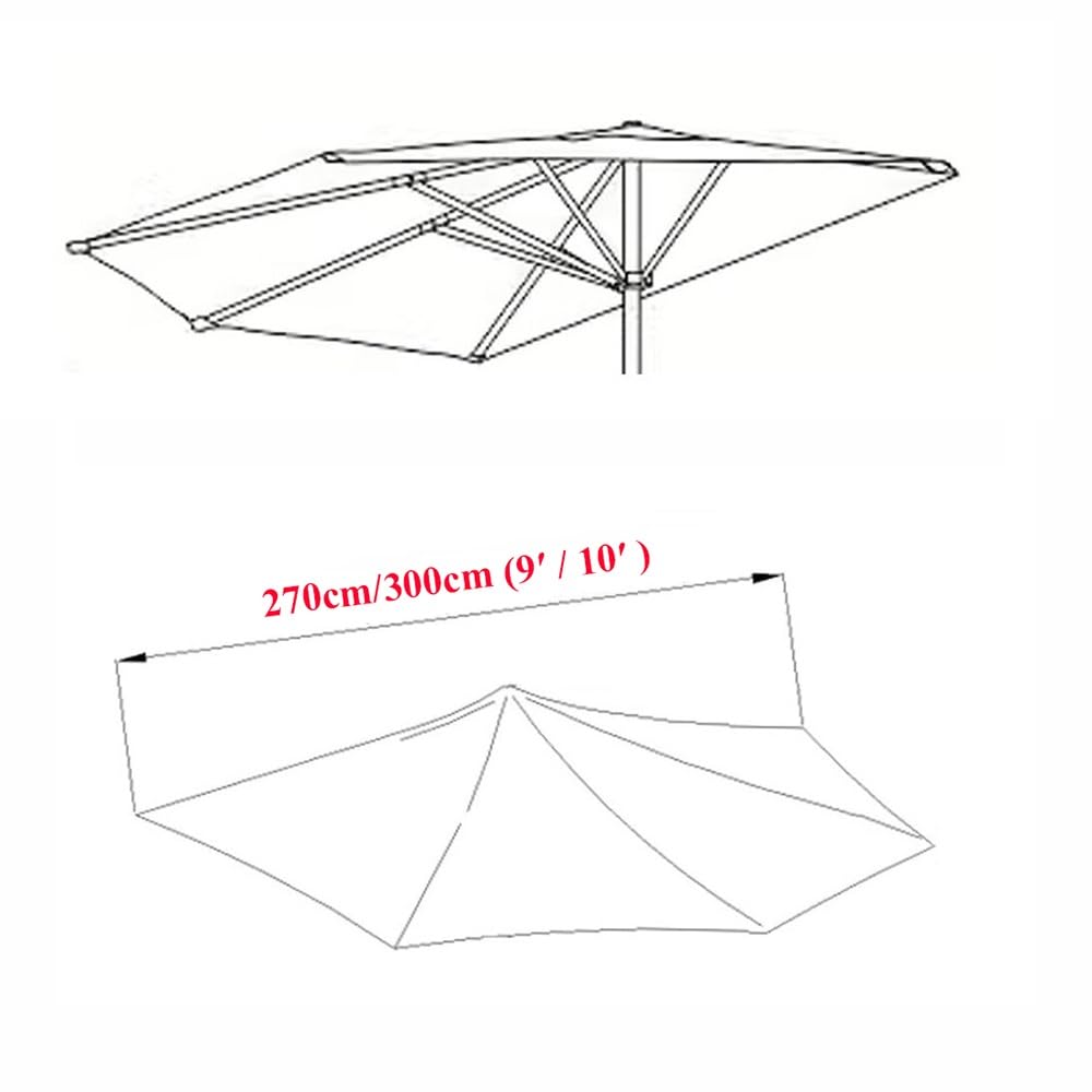 Telo di Ricambio per Ombrellone da Giardino 270cm 300cm Copertura di Ricambio Semicircolare per Cortile, Balcone, Giardino, Appartamenti (Solo Tettuccio)(Burgundy,9ft/270cm)