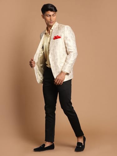 Image of VASTRAMAY mens VASTRAMAY Men's Gold And Beige Blazer