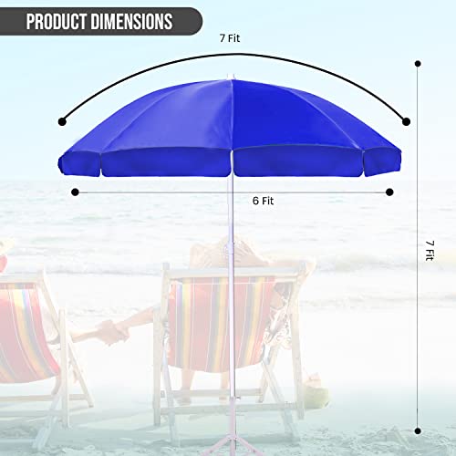 Image of OUTO 7ft /42in Garden Outdoor Umbrella with Stand Foldable Big Size Heavy Duty Waterproof Rain & UV Sun Protection Patio for Balcony Shedding Cantilever & Lawn (7 Feet /42 Inch Rib Arm, Blue)