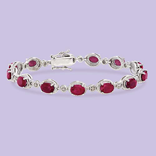 Ross-Simons 9.10 ct. t.w. Ruby Bracelet With Diamonds in Sterling Silver4