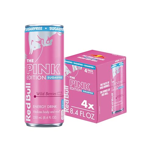 Image of Red Bull Sugarfree Energy Drink, Wild Berries, Pink Edition | contains caffeine, taurine, B-vitamins, sweeteners, and water, 8.4 fl oz, pack of 4 cans