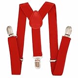 Estilo Y-Back clásico. PlayCool Child Kids Suspender - Suspender ajustable en Y-Back para niños y niñas, rojo, talla única