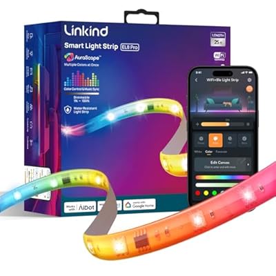 Linkind LED Strip Lights RGB 25ft, Smart Light Strip Work with Alexa and Google Home, App Control Music Sync Segmented Color Changing Led Lights for Bedroom Kitchen