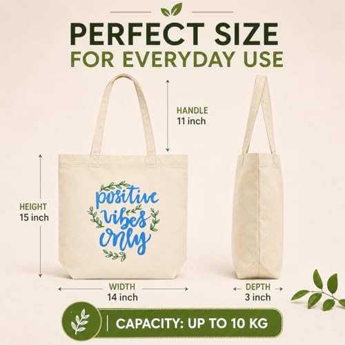Image of Canvas Tote Bag for Women with Zipper