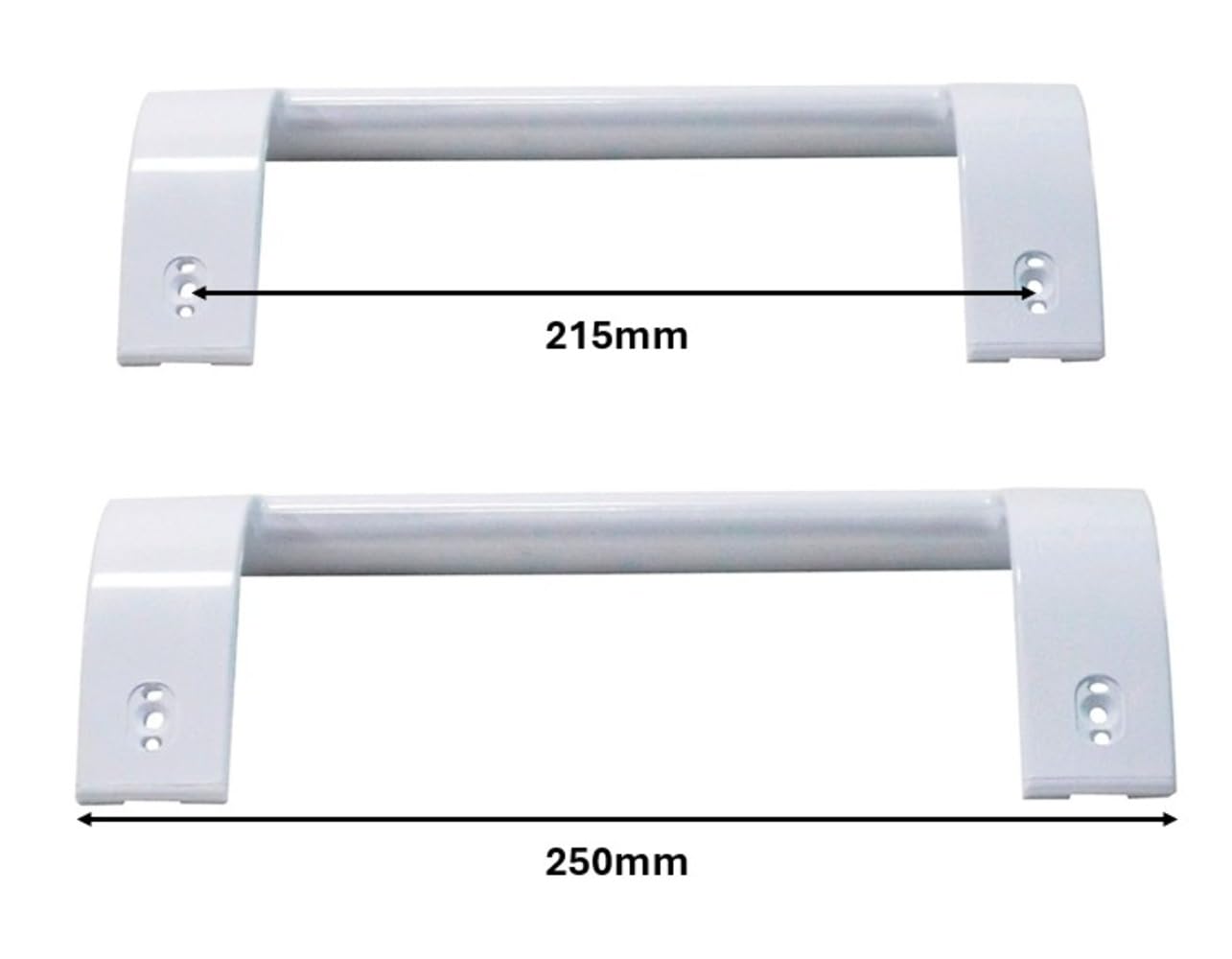 Recamania KIT Dos Tiradores Puerta frigorífico compatible con Beko, Saivod - Cod. original 4321270300, 2PT-163 - Medidas 250mm, distancia entre tornillos 215mm