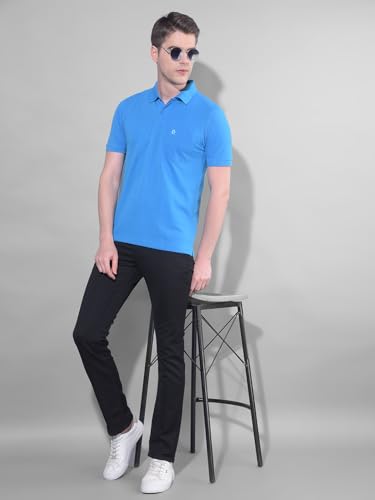 Image of Dollar Men's Pack of 1 Solid Cotton Blend Polo Neck T-Shirt