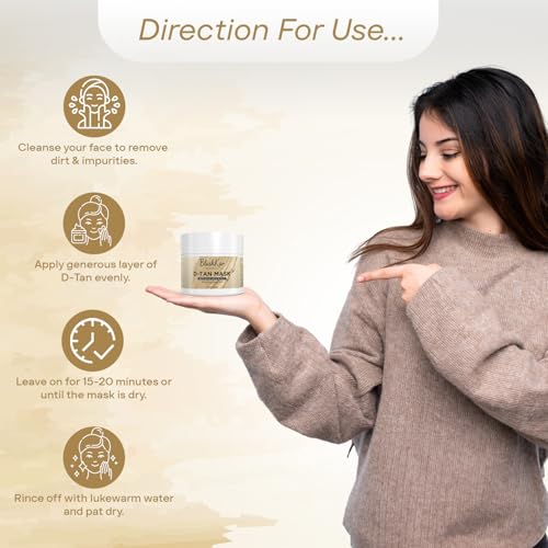 Image of D-Tan Mask 100gm | Instant Tan Remover for Bright Skin | Enriched with Kojic Acid, Milk, Honey, Green Tea & Sandalwood Oil | All Skin Types