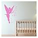Sticker mural Fée & étoiles - Decoration murale chambre fille - Stickers muraux fille - autocollant chambre enfant - Sticker chambre fille - Autocollant fille - Fuchsia - 75 x 50 cm