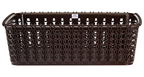 Kuber Industries Multiuses Small M 15 Plastic Tray/Basket/Organizer Without Lid (Brown)