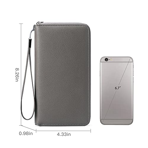 Goiacii Womens Wallet Rfid Blocking Leather Zip Around Wallet Large Capacity Long Purse Credit Card Clutch Wristlet #TOP3