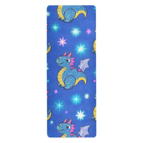 Blue Dragon Dragon Fake Glitter Yoga Mat with Carry Bag for Men Printed Natural Rubber Non-Slip with Carry Bag Mat for ejercicio 180x66cm