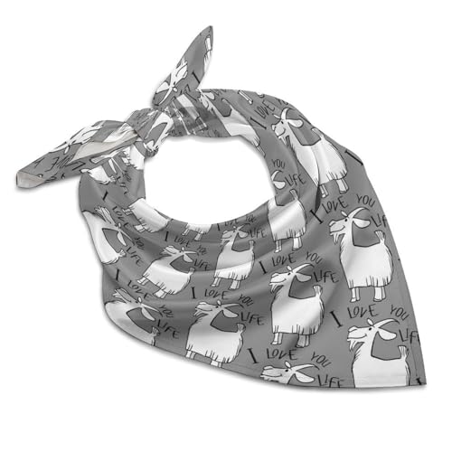 TZTTZT Bandanas for Women Men - Goat Funny Grey Cute Silk Bandana Headband Handkerchiefs Face Mask Scarf 18 x18
