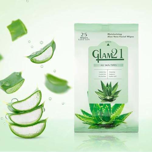 Image of Glam21 Facial Wipes | Super-Soft, Moisturizing & Refreshing | Effectively Cleans Dust, Dirt & Impurities | Gentle Daily Use Makeup Wipes | With Aloe Vera Extracts | 25 PCS