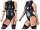 YouYaYaZ Damen Jumpsuit Nachtkleid Party Kostuem Latex Lack Catsuit Übergrößen Wetlook Bodys Dessous Reißverschluss(Schwarz,XL)