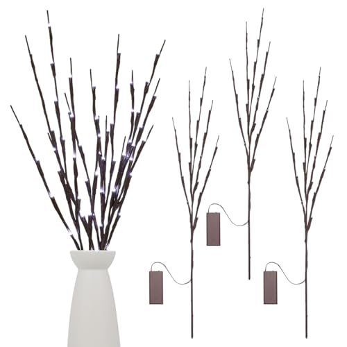 TOYANDONA 3 Stück LED Zweige Lichter LED Warmweiß Biegsame Deko Lichter für Zuhause Energiesparende Zweigbeleuchtung ohne Batterie für Vase Fenster Wohn Esszimmer