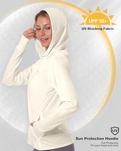 CAMELSPORTS Jaqueta atlética feminina FPS 50+, com proteção solar, manga comprida, com capuz e bolso