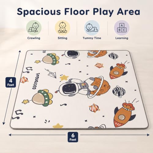 Image of Premium Double Sided Baby Play Mat | 6x4 Feet, 8mm XPE Foam | Space & ABC Theme | Water Repellent & Toxic Free | BIS Certified | Foldable Crawling Mat for Babies 0-2 Years | Tummy Time & Learning Floor Mat