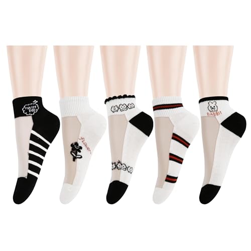 Image of Benefeet Sox Sheer Socks for Women Girls Mesh Ankle Socks Transparent Mesh Lace Sock Cute Thin Nylon See Through Sock