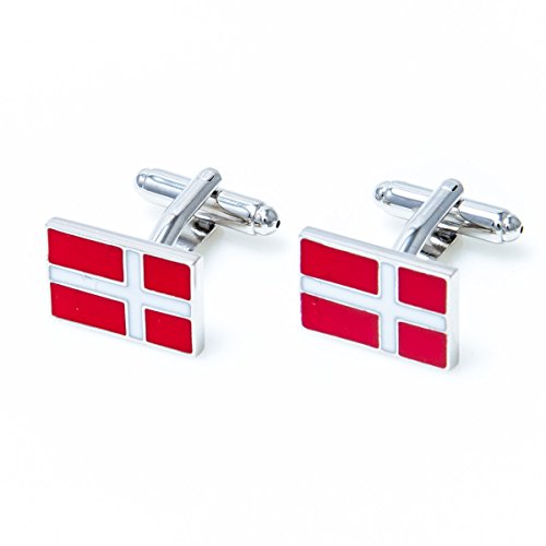 Mrcuff Denmark Flag Pair Cufflinks In A Presentation Gift Box & Polishing Cloth #TOP2