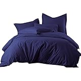 sheetsnthings Solid 300-Thread-Count, 100-Percent Cotton 5PC Twin Extra Long XL Bedding Set-Duvet Cover and Shams with Bed Sheets, Navy