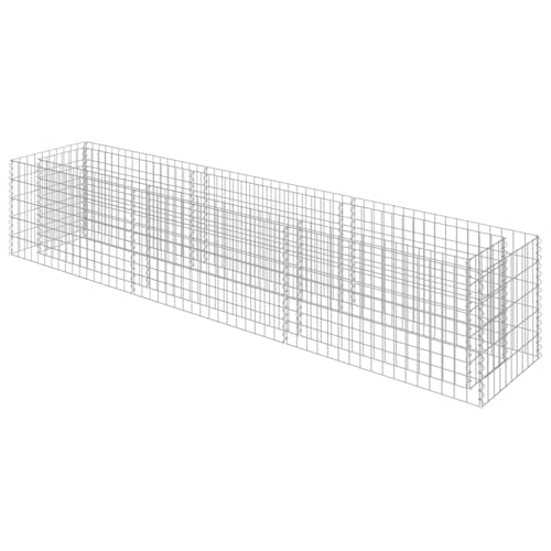 vidaXL Gabion Raised Garden Bed - Galvanised Steel, Weather-Resistant with High Load Capacity, Silver Rectangular Planter, Outer Dimensions 270x50x50 cm, Inner Dimensions 250x30x50 cm