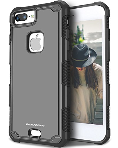 BENTOBEN Compatible with iPhone 7 Plus Case,Heavy Duty Rugged Hybrid 2 in 1 Anti-Scratch Dual Layer Shockproof Bumper Full Body Protective Case for iPhone 7 Plus (5.5 Inch), Black