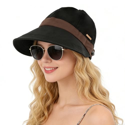 Image of SANNIDHI Summer Caps for Women Wide Brim Sun Hats Sun Visor Cap for Women Fashion Outdoor Lightweight Packable UV Protection Ladies Hat for Travel, Daily, Hiking, Golfing