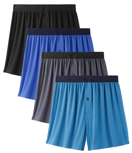 Image of BAMBOO COOL Mens Underwear Boxers Moisture-wicking and Cool Men's Boxer Shorts Loose Fit Super Soft 4 Pack