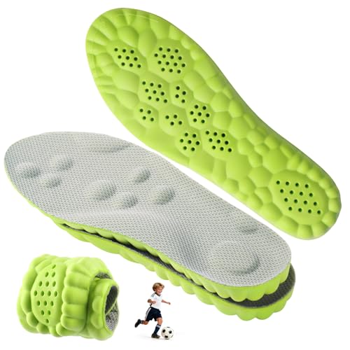 4D Cloud-Soft Comfort Insoles for Kids and Youth - Memory Foam Insoles with Shock Absorption - Trim-to-Fit Arch Support Insoles for Healthy Development of Growing Feet (US Kids 13C - Youth 1Y)