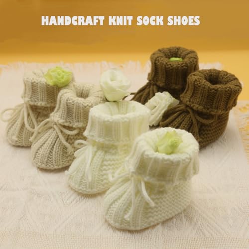 Baby Booties Newborn Soft Knit Sock Shoes for 0-6 Months Infant Girl Boy First Walking 3 Pack2