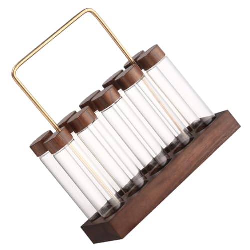 Tubos de Vidrio para Café EXCEART de Diseño Elegante y Moderno con Base de Madera 2