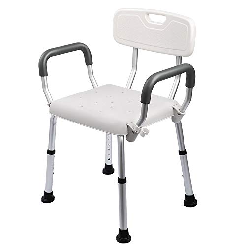 AT Silla de Baño,Silla de Ducha de Aluminio para Baño Doméstico,Silla Antideslizante Ajustable en Altura para Mujeres Embarazadas,Ancianos,Discapacitados Silla/Como se muestra/Con los brazos