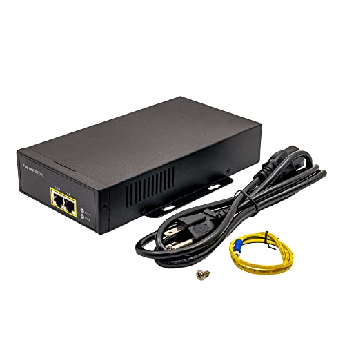 Poe Texas PoE Injector - 802.3bt PoE++ Single Port Power Over Ethernet Injector - Active PoE Adapter with 55V 95W Output - 10/100/1000 Gigabit Data - Mode A/B Wall Mount Plug & Play