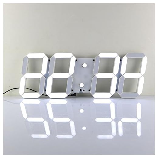 Redlution Stor LED digital väggklocka 3D-design Jumbo större siffror väckarklocka med full funktion fjärrkontroll, kalender, snooze, larm, nedräkning, termometer