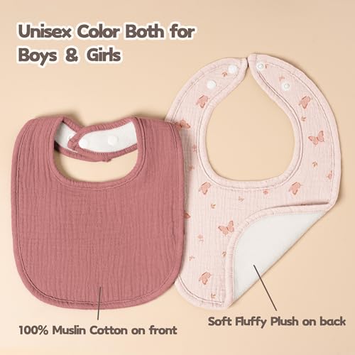 Image of Susurration Muslin Baby Drool Bibs 6Pack Soft Square Adjustable Baby Bandana Bibs for Unisex Girls & Boys
