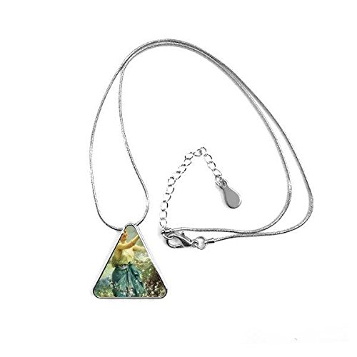 Bijoux collier chrétien triangle avec peinture artistique et fleurs