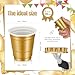 Layhit 200 Pack 2oz Shot Cups Plastic Shot Glasses Mini Disposable Cups for Wedding Thanksgiving Halloween Christmas Party Supplies Beer Drinking Serving Snacks Samples Tastings(Gold)