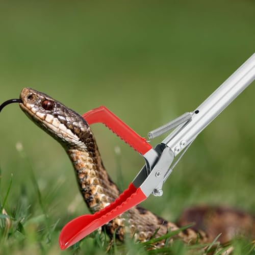Lconvicely 127cm Multifunktionales Schlangengreifer-Set, klappbarer Schlangenstock mit breitem Maul, Edelstahl-Schlangenzange mit rutschfestem Griff