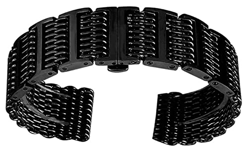 Bracelet montre maille acier noir 22mm ajustable et fermoir caché