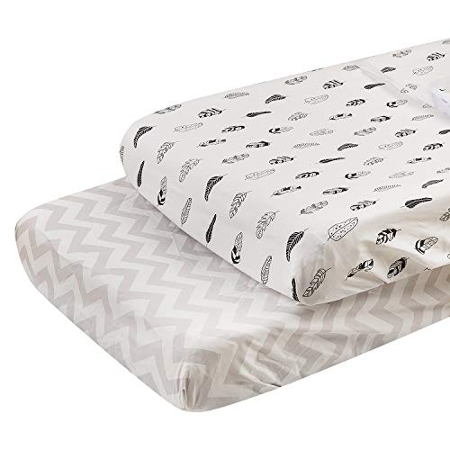 ALVABABY 2Pack Changing Pad Cover,100% Organic Cotton,Large 32" X 16",Soft and Light,Baby Cradle Mattress for Boys and Girls 2TCZ01