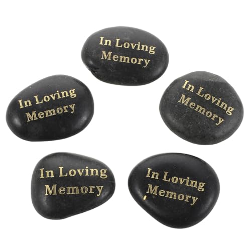 Image of Healvian Natural Memorial Stones 5pcs Pebble 3-5cm Outdoor Engraved Rock for Dad Memorial Ceremony