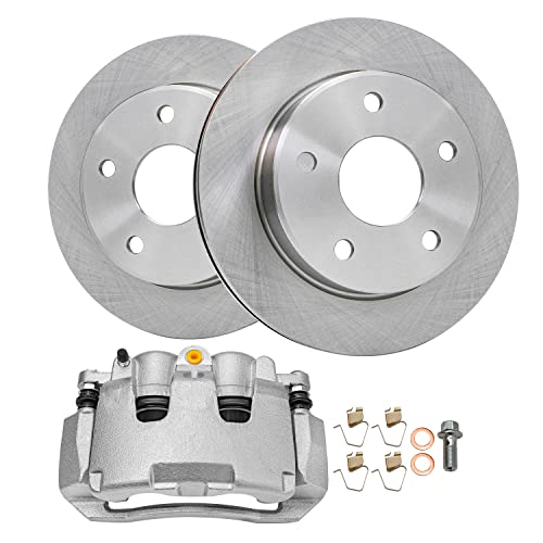 Image of Detroit Axle - Front Brake Kit for 2005-2008 Dodge Dakota 2006-2009 Mitsubishi Raider Disc Brake Rotors Disc Brakes Caliper w /Bracket 2007 Replacement