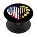 Funny Softball Ball & American Flag Heart Happy 4th Of July PopSockets Swappable PopGrip