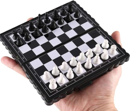 Image of Amitasha Magnetic Chess Board 5 Inch Mini Folding Board Game - Pieces Storage Portable Travel Chess Game - Beginner Chess Set for Kids, 6 up Ages