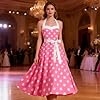 HAPNBCELE Vintage Dress 1950s for Women, Tea Party Halter Polka Dot Dresses Picnics Summer Vacation Beach Outfits Slim Fit (X-Large, Pink) #1